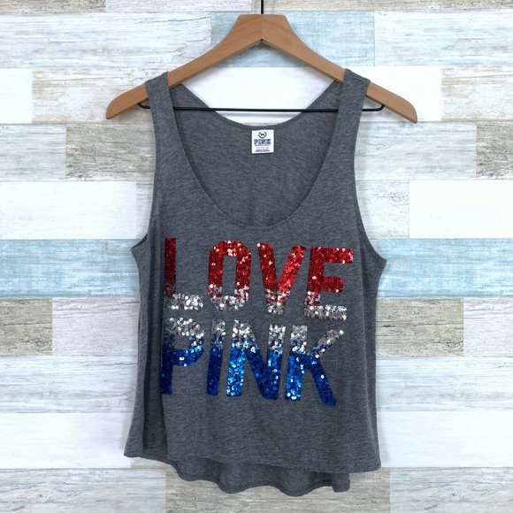 PINK Victoria's Secret Tops - PINK Victorias Secret Sequin Muscle Tank Top